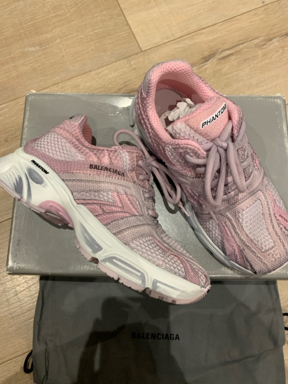 Balenciaga Pink Sneakers Knit Upper Chunky Sole Size 35 - Picture 2 of 9